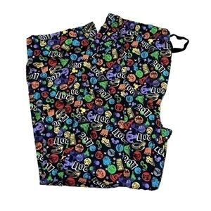 DISNEY PARKS 2011 100% COTTON COLORFUL PRINT DRAWSTRING PAJAMA PANTS, SIZE L